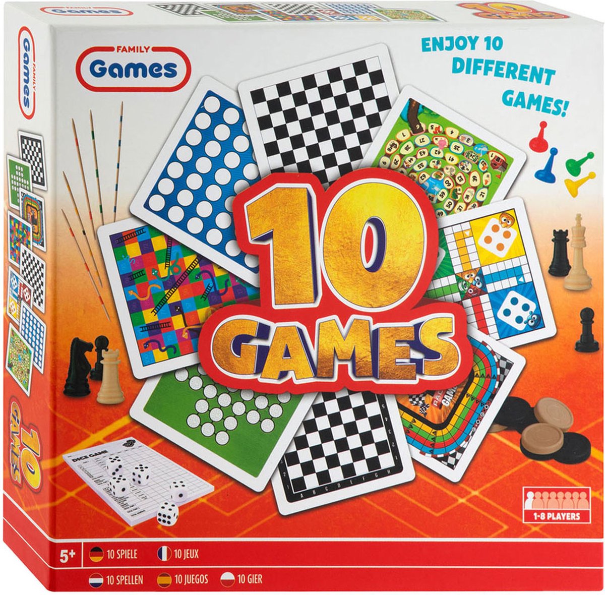 Creative Craft Group bordspellen box klassiek 10-in-1 spelletjes set.