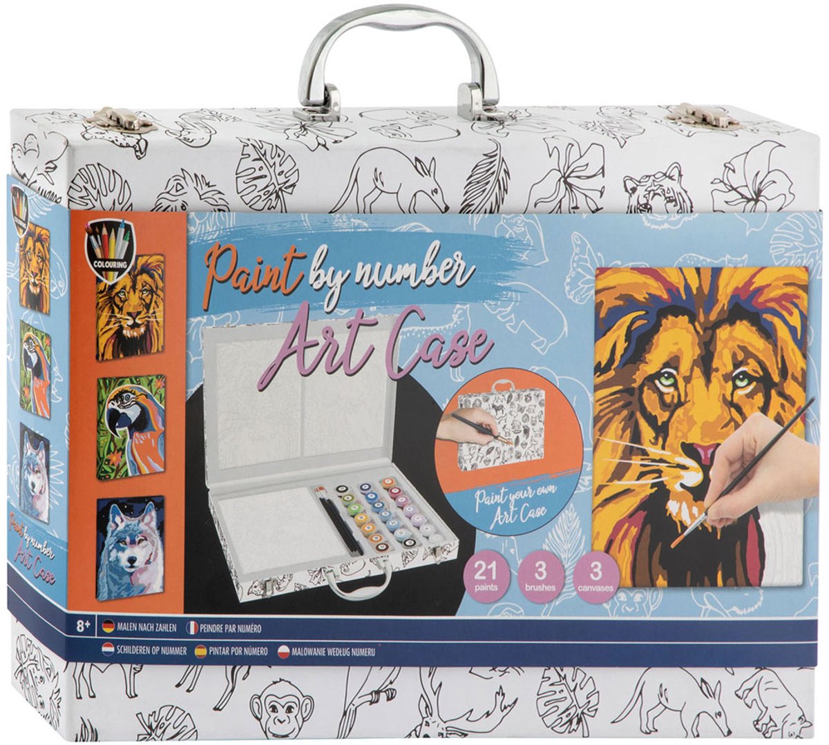 Creative Craft Group schilderen op nummer dieren kleurkoffer 27-delig set.