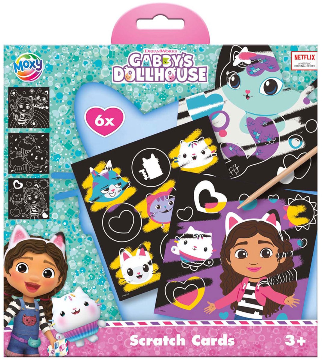 Gabbys Poppenhuis kraskaarten knutselset 7-delig - scratch art creatief speelgoed jongens en meisjes vanaf 3 jaar - Moxy