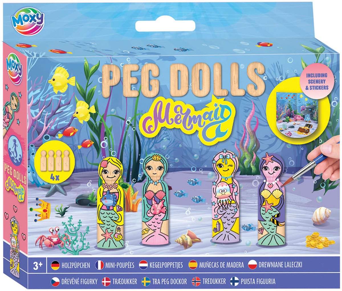 Houten Kegelpoppetjes Knutselset - Zeemeermin