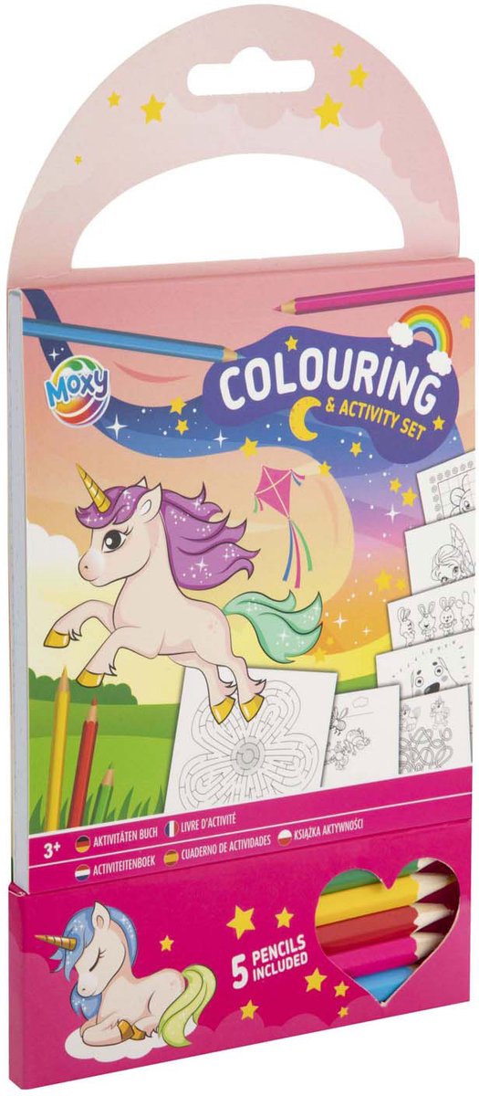 Kleur- en Activiteiten Set Roze met 5 Kleurpotloden