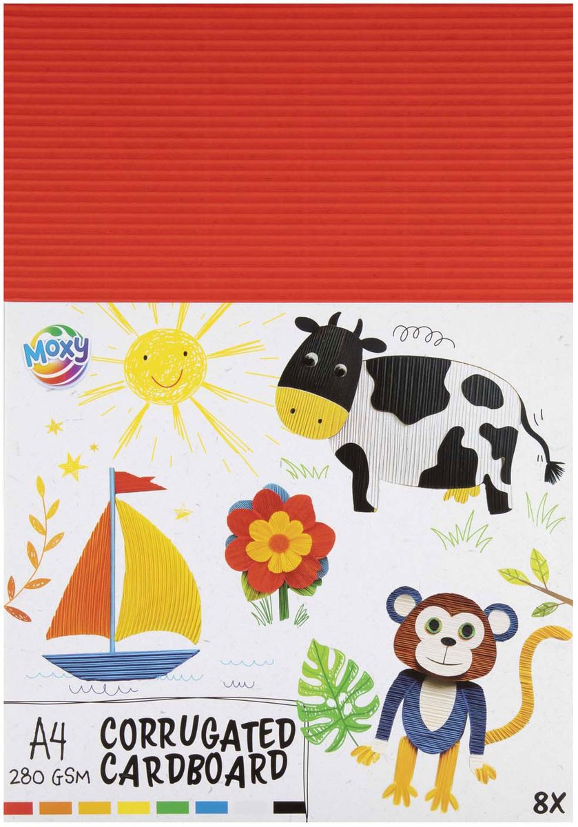 Ribbel Knutselkarton A4, 8 Vellen 8 Kleuren