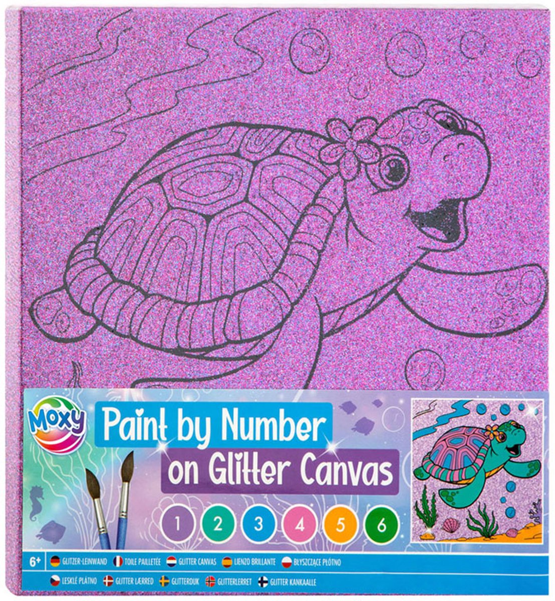 Schilderen op Nummer Glitter Canvas, 9dlg.