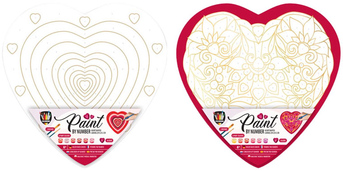 Schilderen op nummer - canvas Hartvorm