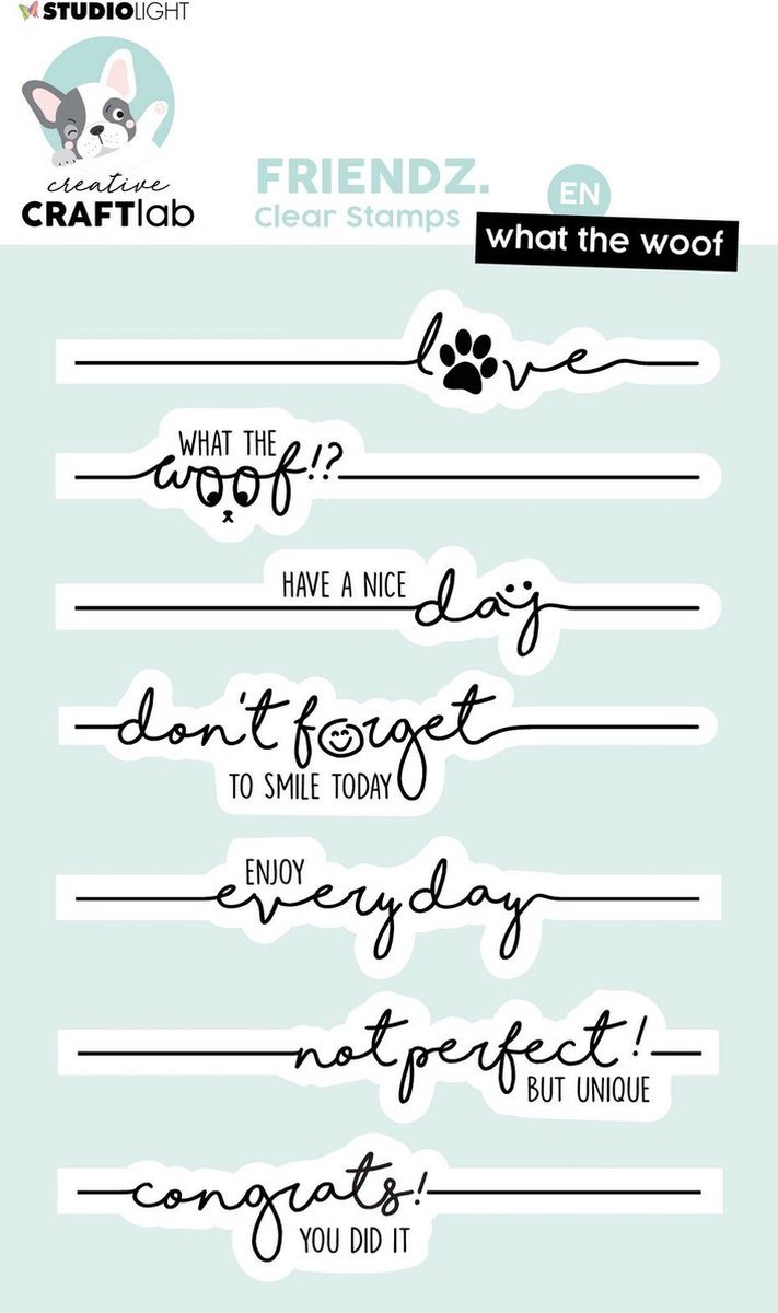 Creative Craft Lab Friendz clear stempels What the woof