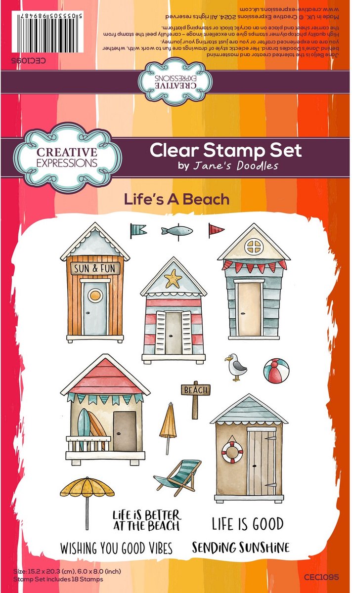 Creative Expressions • Janes Doodles Clear Stamp Set Lifes a Beach