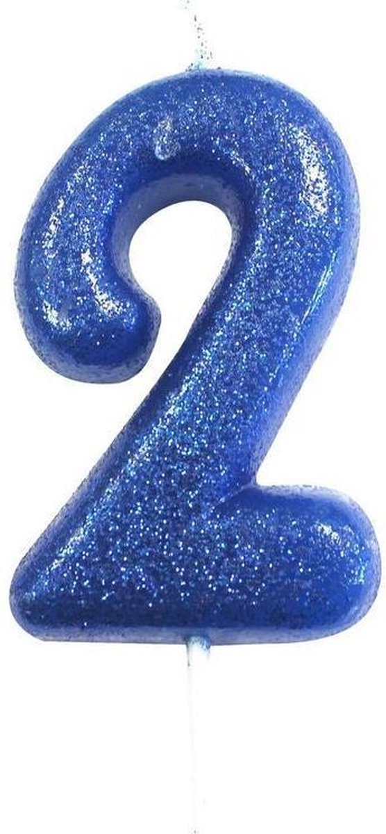 Glitter Kaars Blauw Nummer 2