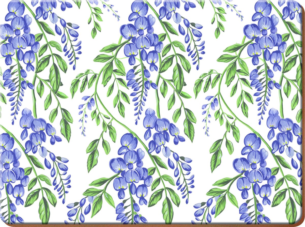 Creative Tops Placemats Wisteria 30 X 23 Cm Kurk Blauw 6 Stuks