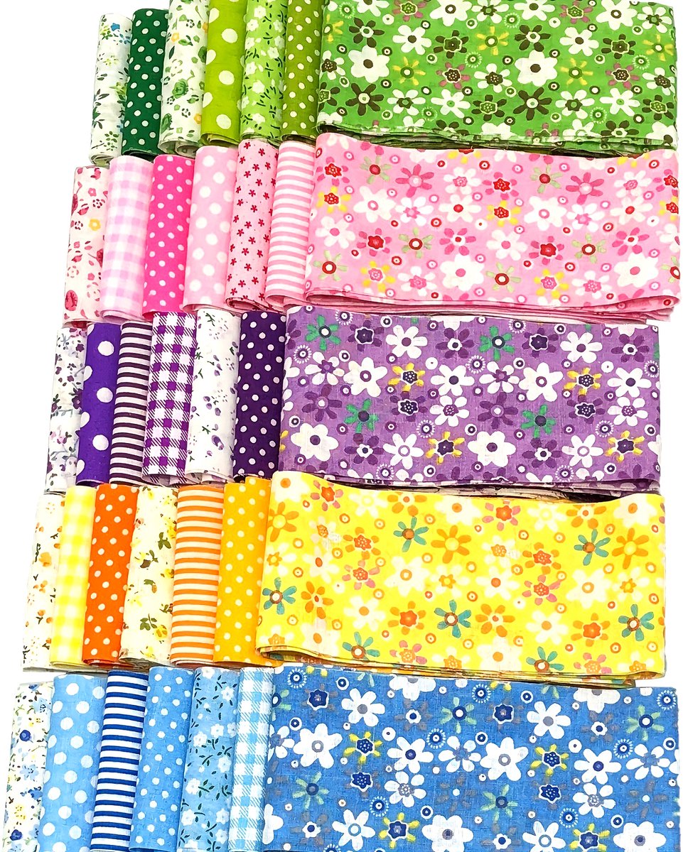 Creatorally 35 stuks Katoenen Stoffen - Vierkante Lapjes Stoffen - 6.5x110 cm - Naaien DIY - Bedding - quilt - patchwork - Pakket van 35 lapjes stof
