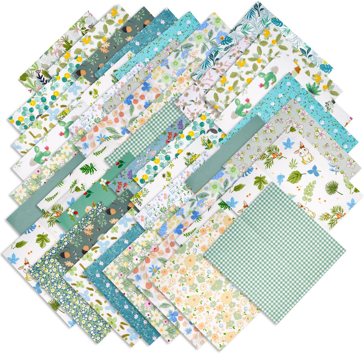 Creatorally 70 stuks Katoenen Stoffen - Vierkante Lapjes Stoffen - 25x25 cm - DIY Katoenen Stof Bloemenprint - Naaien DIY - Bedding - quilt - patchwork - Pakket van 70 lapjes stof A