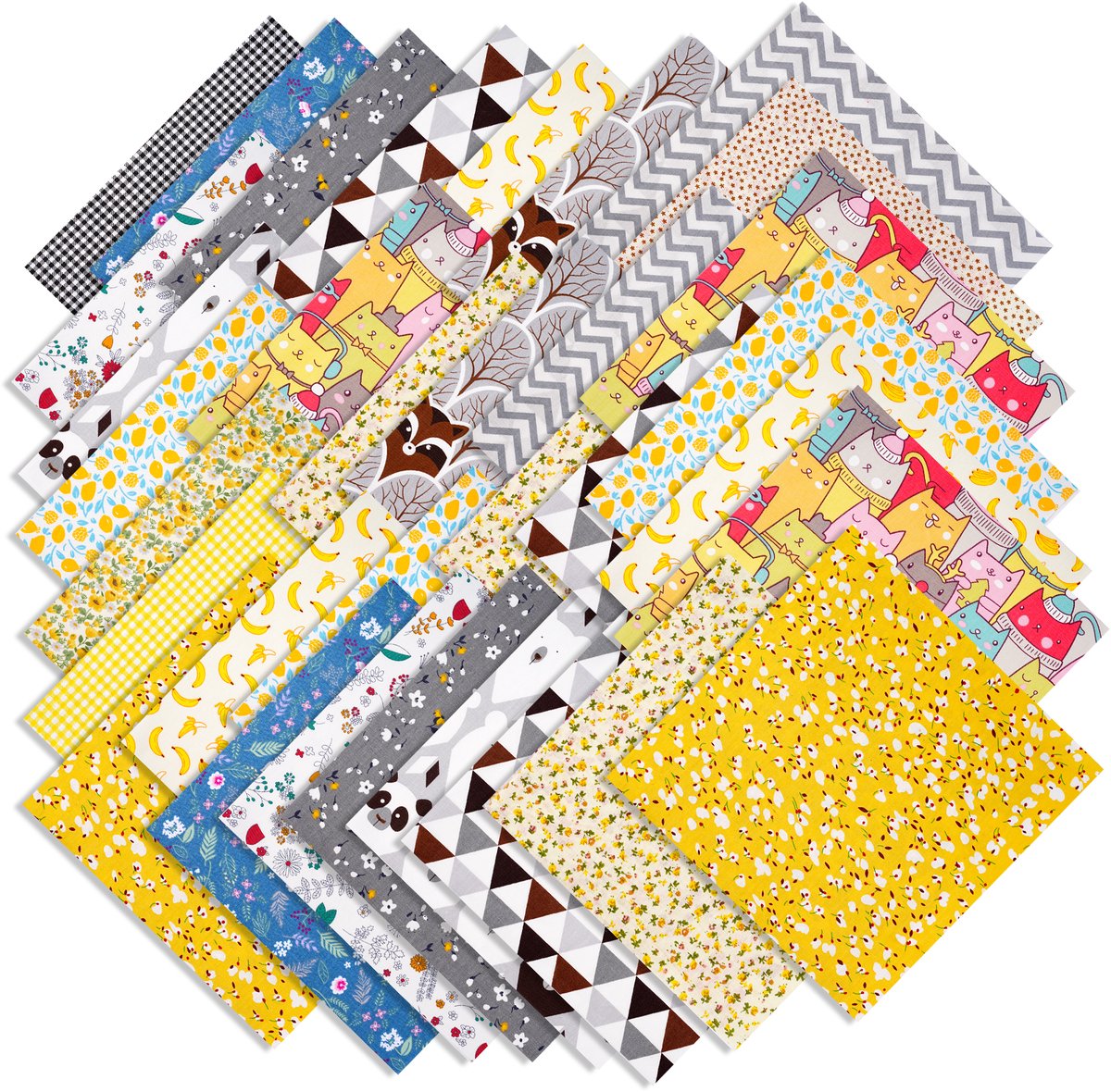 Creatorally 70 stuks Katoenen Stoffen - Vierkante Lapjes Stoffen - 25x25 cm - Naaien DIY - Bedding - quilt - patchwork - Pakket van 70 lapjes stof - DIY Katoenen Stof Bloemenprint C