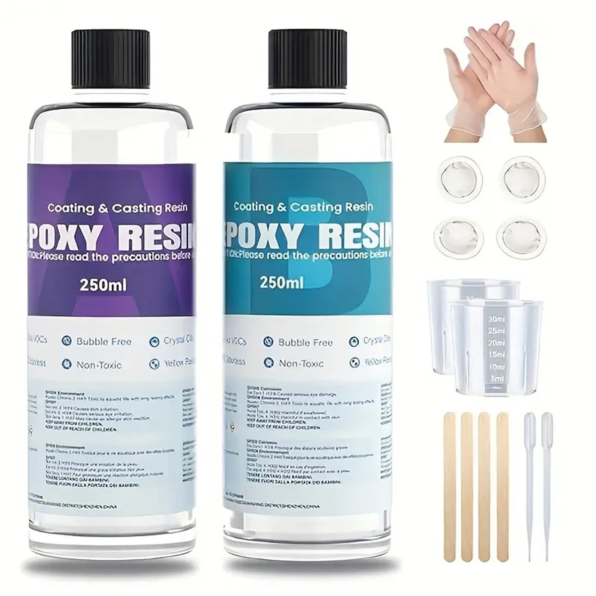 Creatorally Epoxy - epoxy starterspakket - oorbellen maken - epoxy giethars - sieraden maken - epoxy mallen - epoxy set - epoxy starterskit - hobbypakket - 500ml