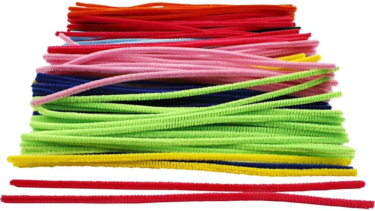 Chenille draad, dikte 6 mm, kleuren assorti, 200 assorti