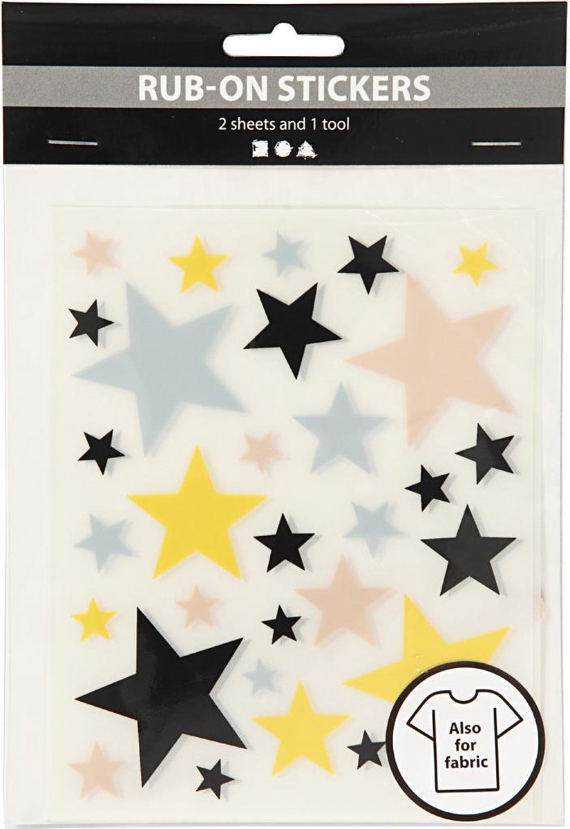 Creotime Rub-on Stickers Sterren, 12x15 cm, 2 vellen