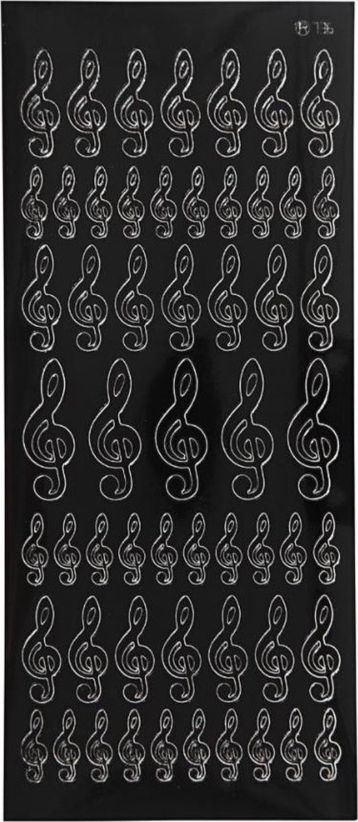 Creotime Stickers Muzieksleutels 10 X 23 Cm Zwart