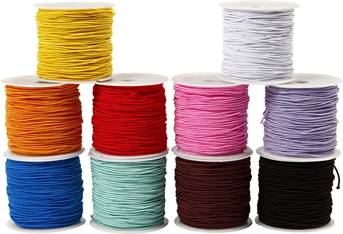 Elastisch koord - Assortiment, dikte 1,2 mm, 10x25 m