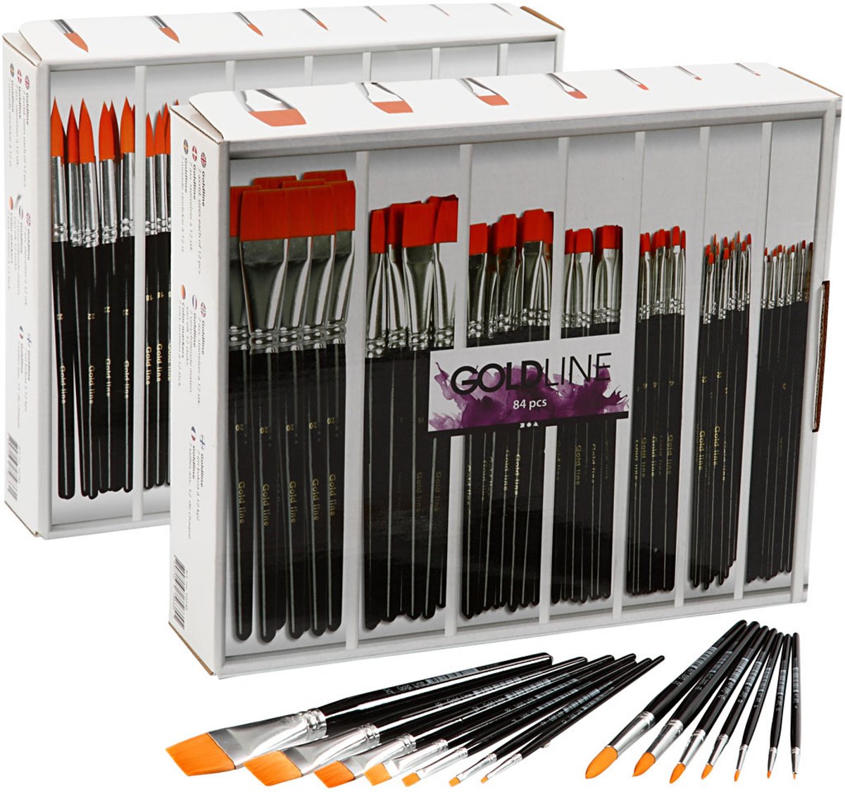 Gold Line kwasten, 1-22 , rond + plat, 168 assorti