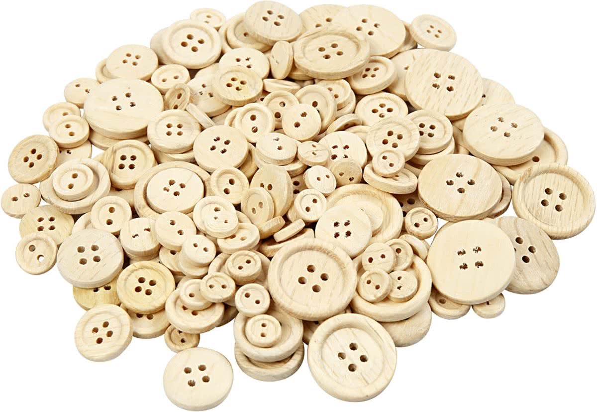 Houten Knopen, d: 8-23 mm, 440 assorti