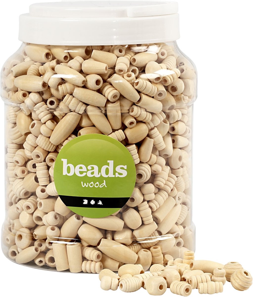 Houten Kralen - Kralen - Grootte 5-28 mm - Naturel