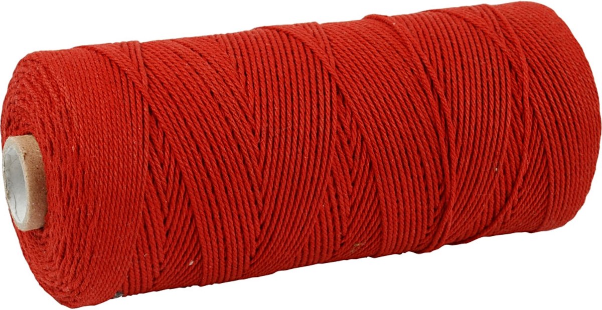 Katoen getwijnd  , l: 320 m, rood, Dunne kwaliteit 12/12, 250 gr