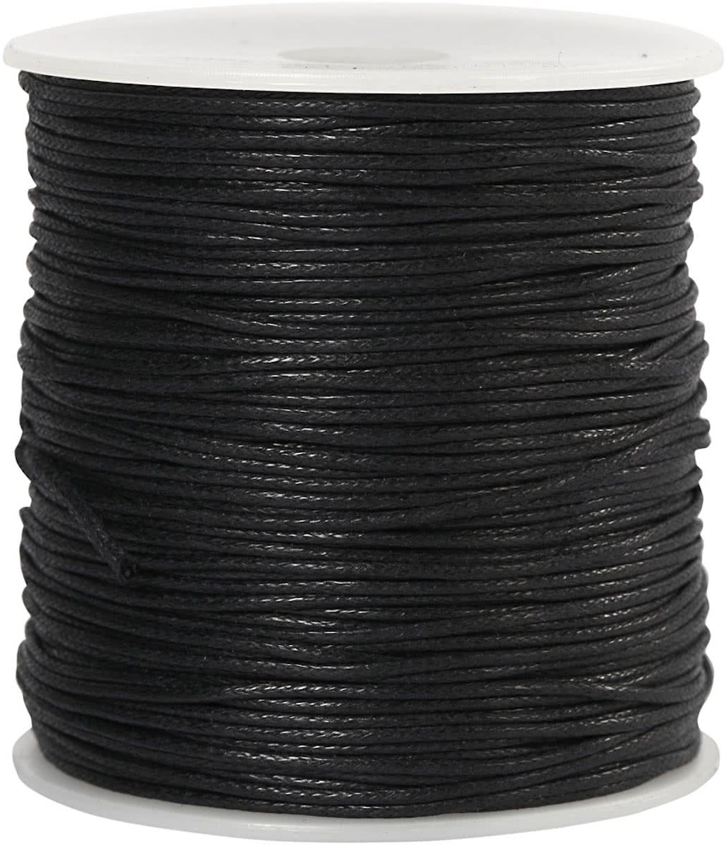 Katoenkoord, dikte 1 mm, zwart, 100 m