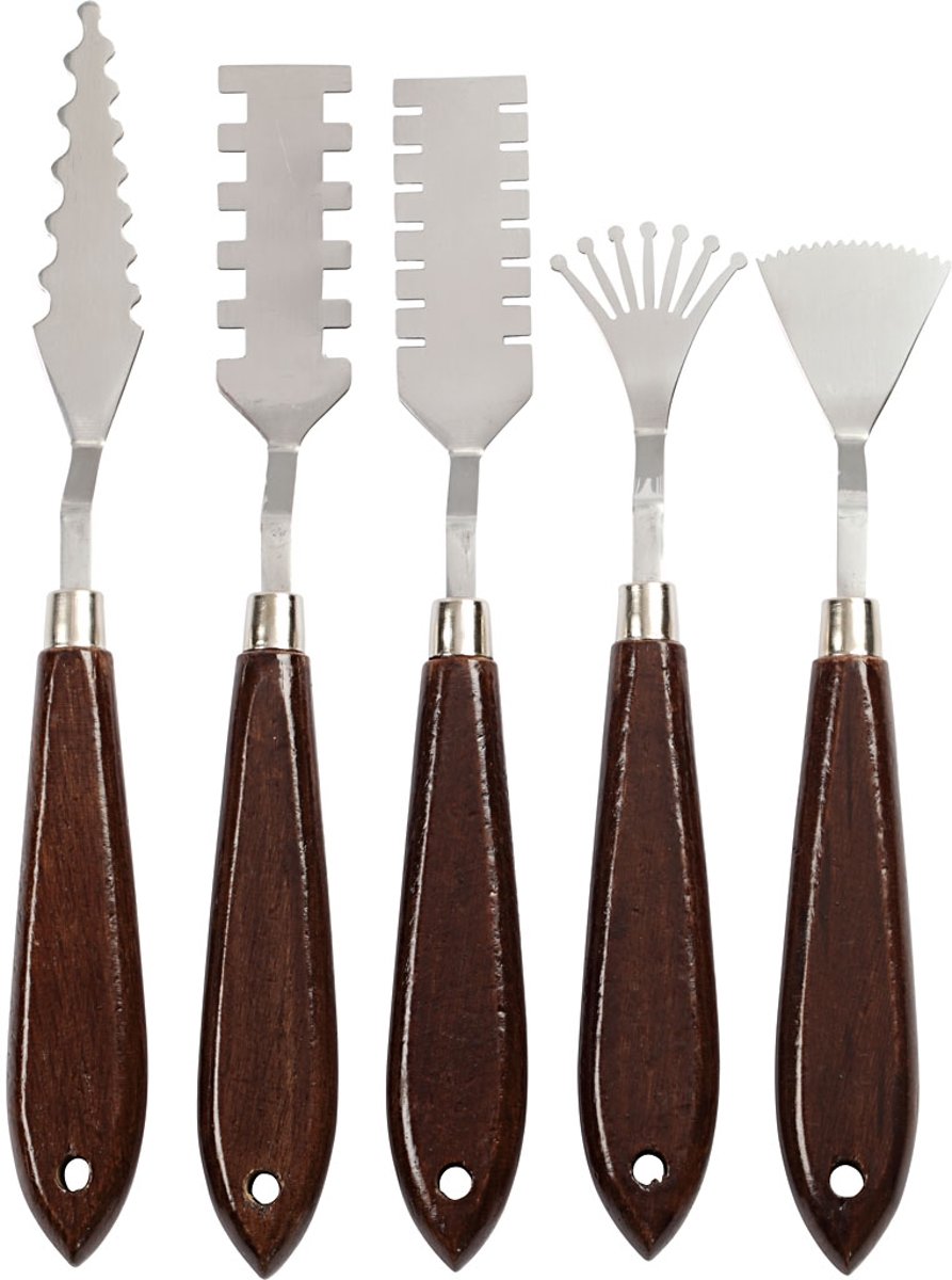 Paletmessen set met patroon, l: 17-21 cm, 5 assorti