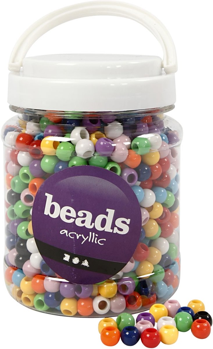 Pony kralen, d: 10 mm, kleuren assorti, 700 ml