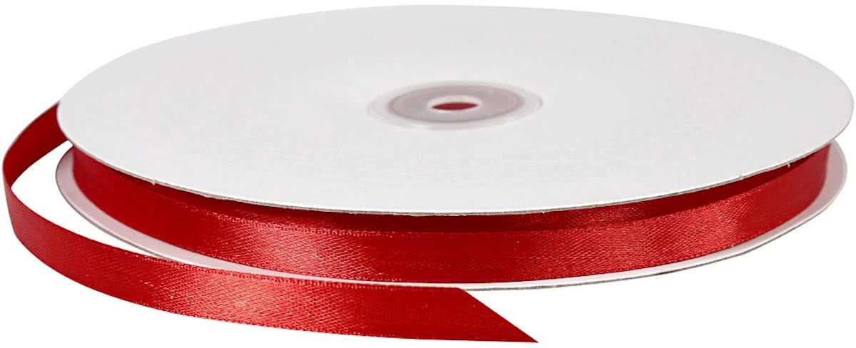 Satijn lint, b: 10 mm, rood, 100 m