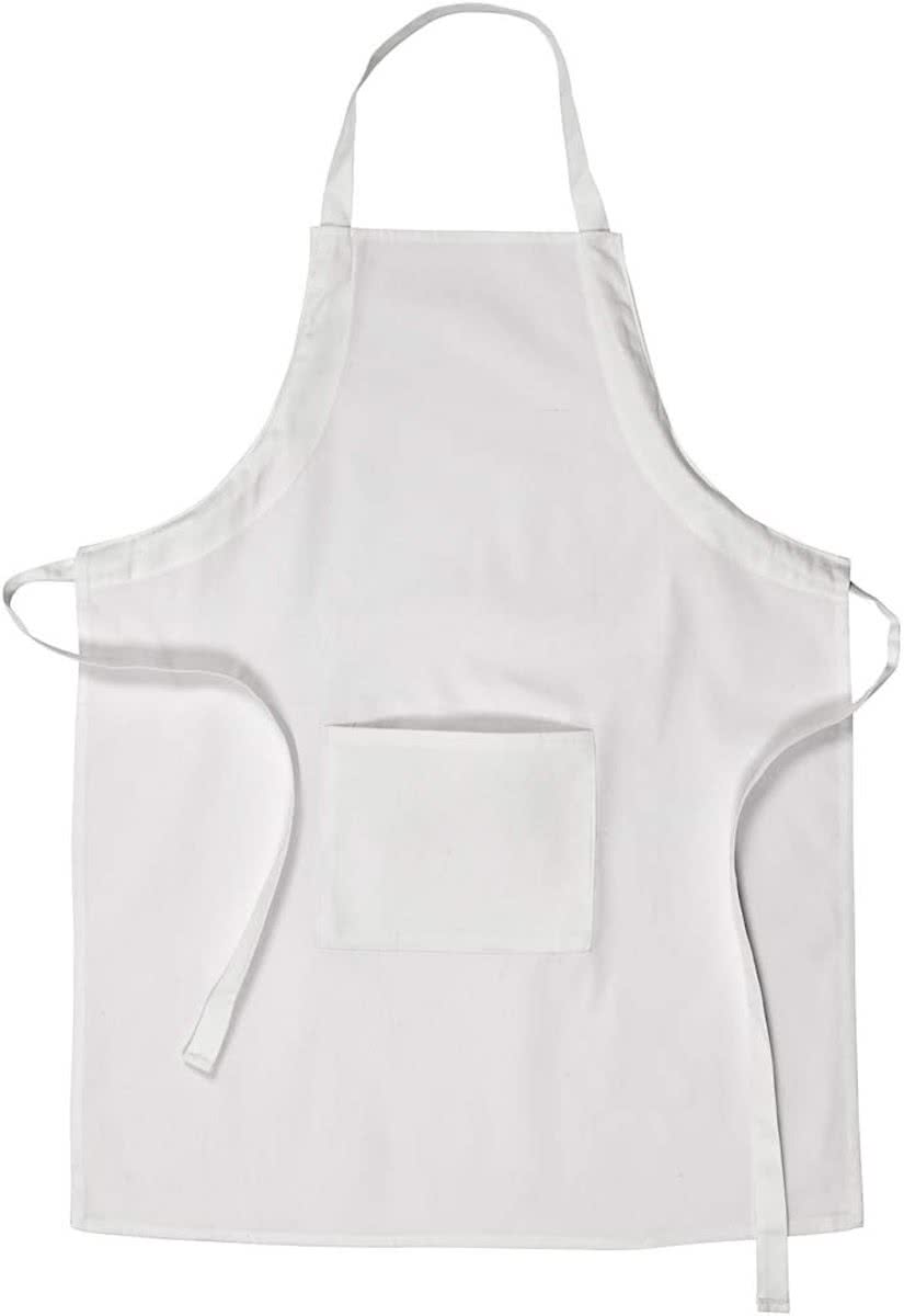 Schort met zak, afm 65x84 cm, wit, 1 stuk