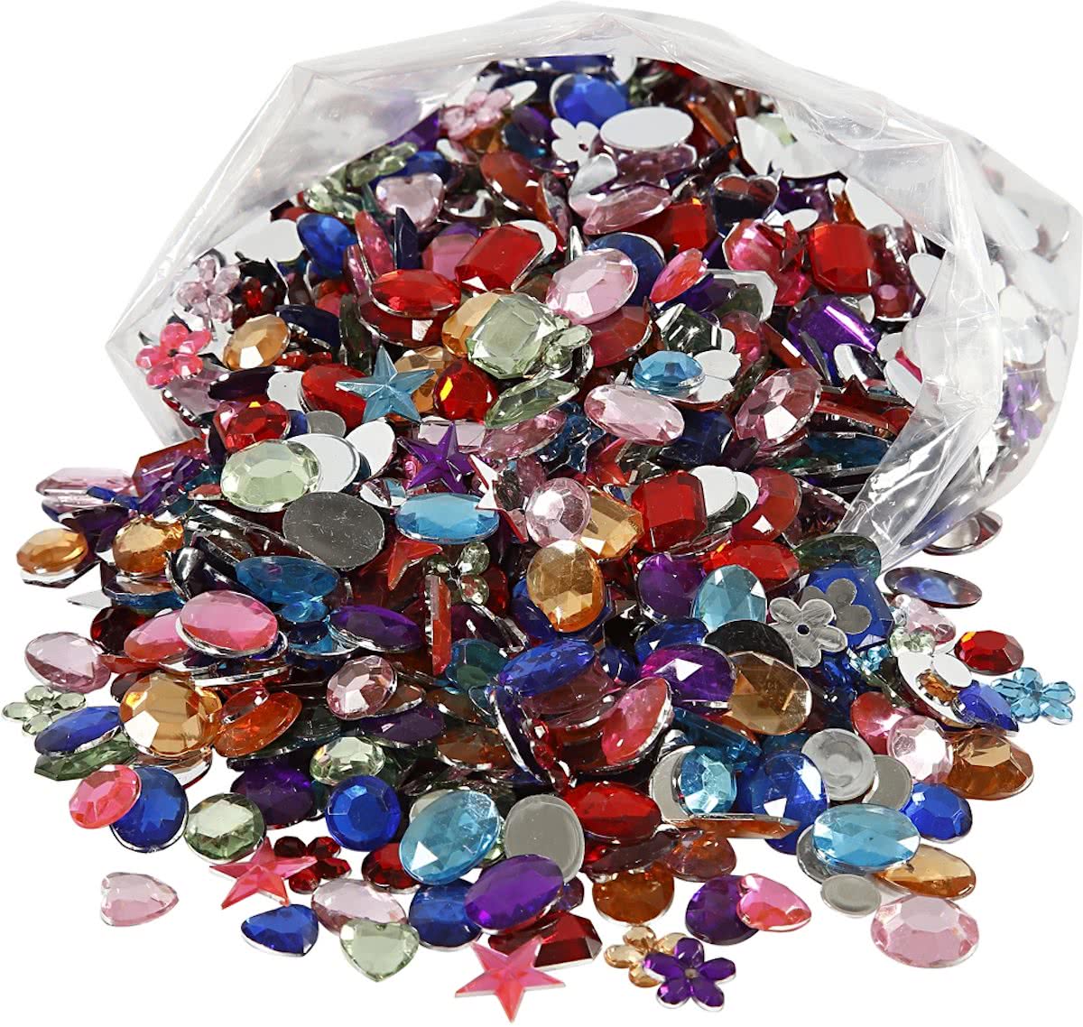 Strasstenen, afm 10-15 mm, mix, 1600 assorti