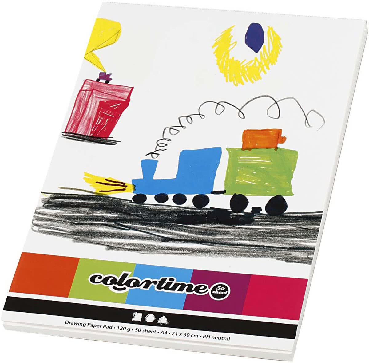 Tekenblok, A4 21x30 cm, wit, 50 vellen