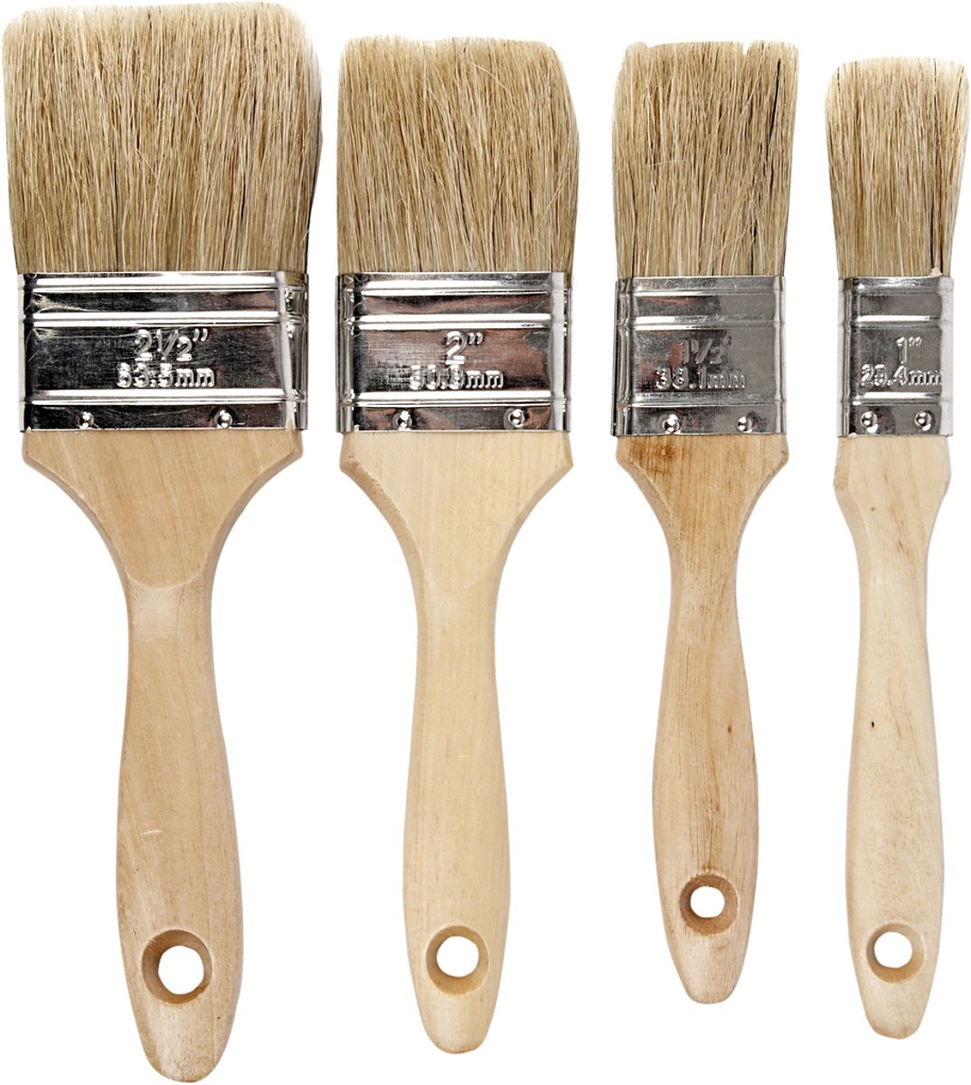 Vernis kwasten set, b: 2,5-6,3 cm, 4 assorti