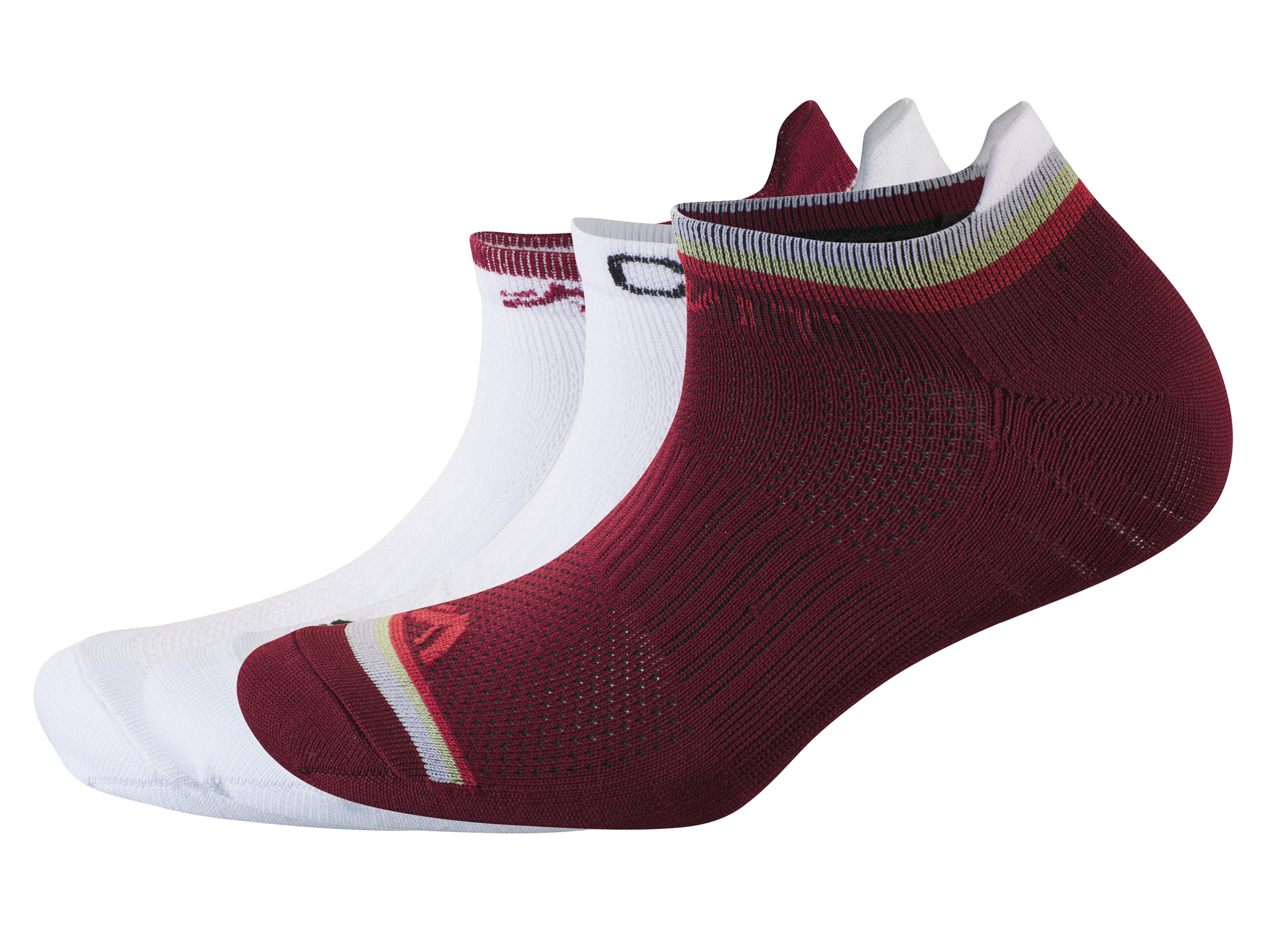 CRIVIT 3 paar dames sport-sneakersokken (Bordeaux/wit, 39/40)