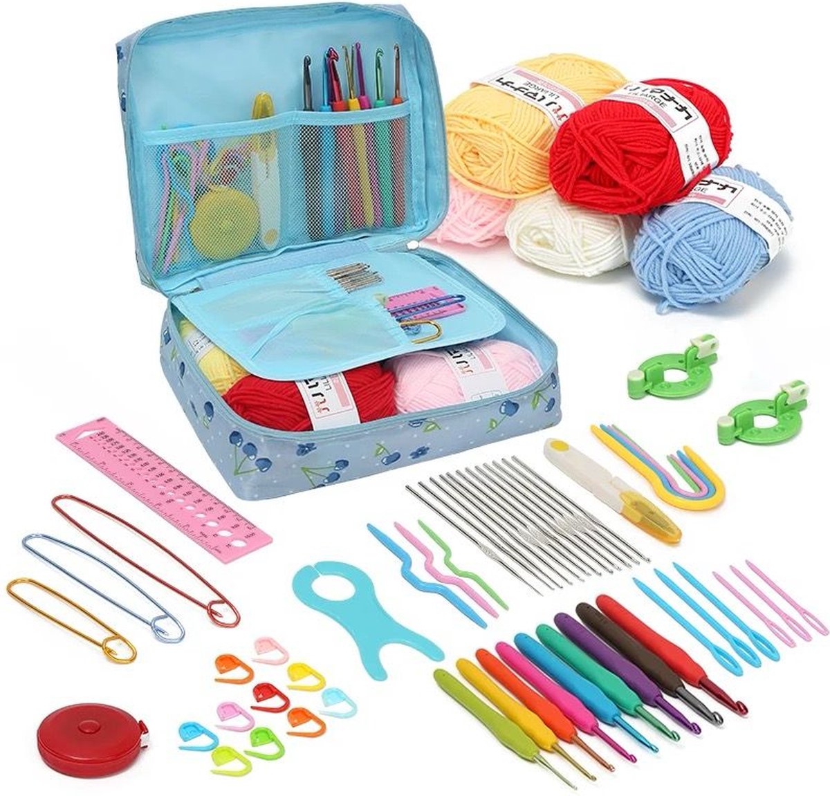 CrochetShop - Haaknaalden set - Starterskit - accessoires set - inclusief wol - garen - kleur 02