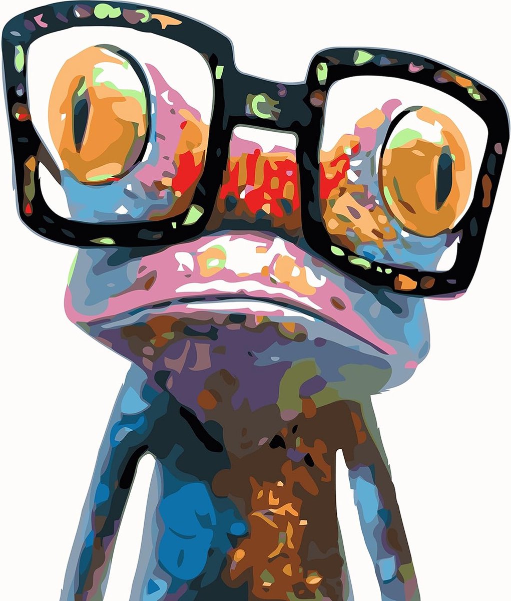 Crrynuo, Happy Frog met bril canvas wandkunst, voor kinderkamer slaapkamer,Geen kader,30x40cm