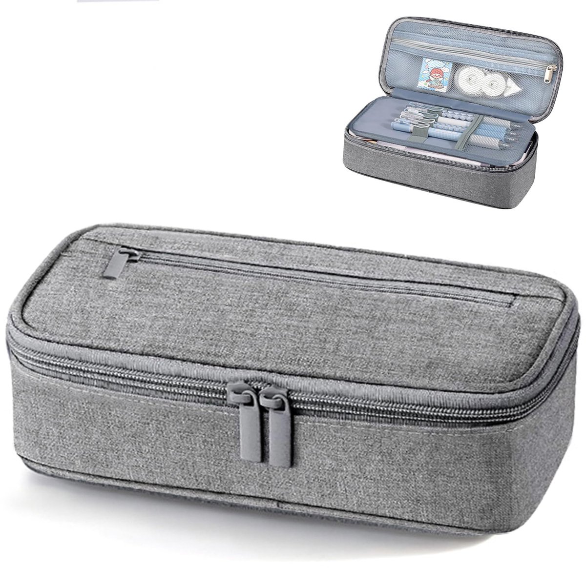 Crrynuo - Grijze Etui - Oxfordkatoen - 24*11.5*7cm - Multifunctioneel - Universeel