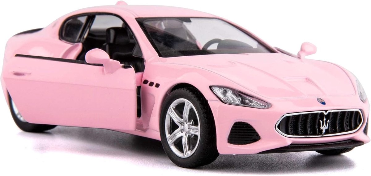 Crrynuo 1 Stuk - Roze Maserati Modelauto - Trekauto Speelgoed - 1:36 Schaal - Metalen Miniatuur Auto Met Openende Deuren - Collectors Item