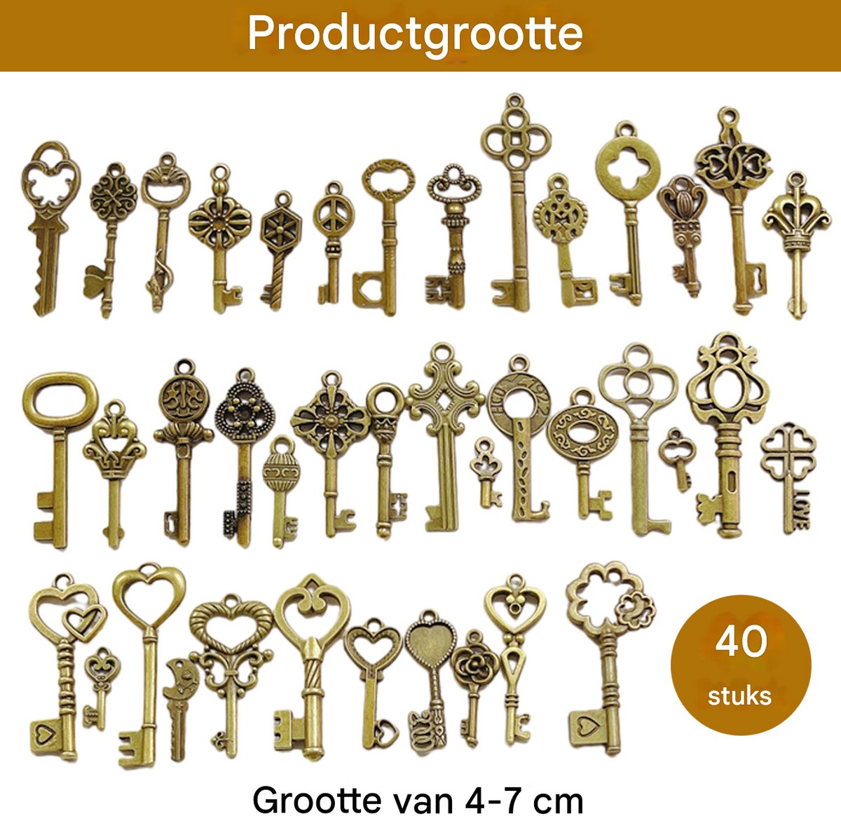   Hanger Sleutel - 40 DIY retro sleutel sieraden hanger - Ketting met sleutel - Brons
