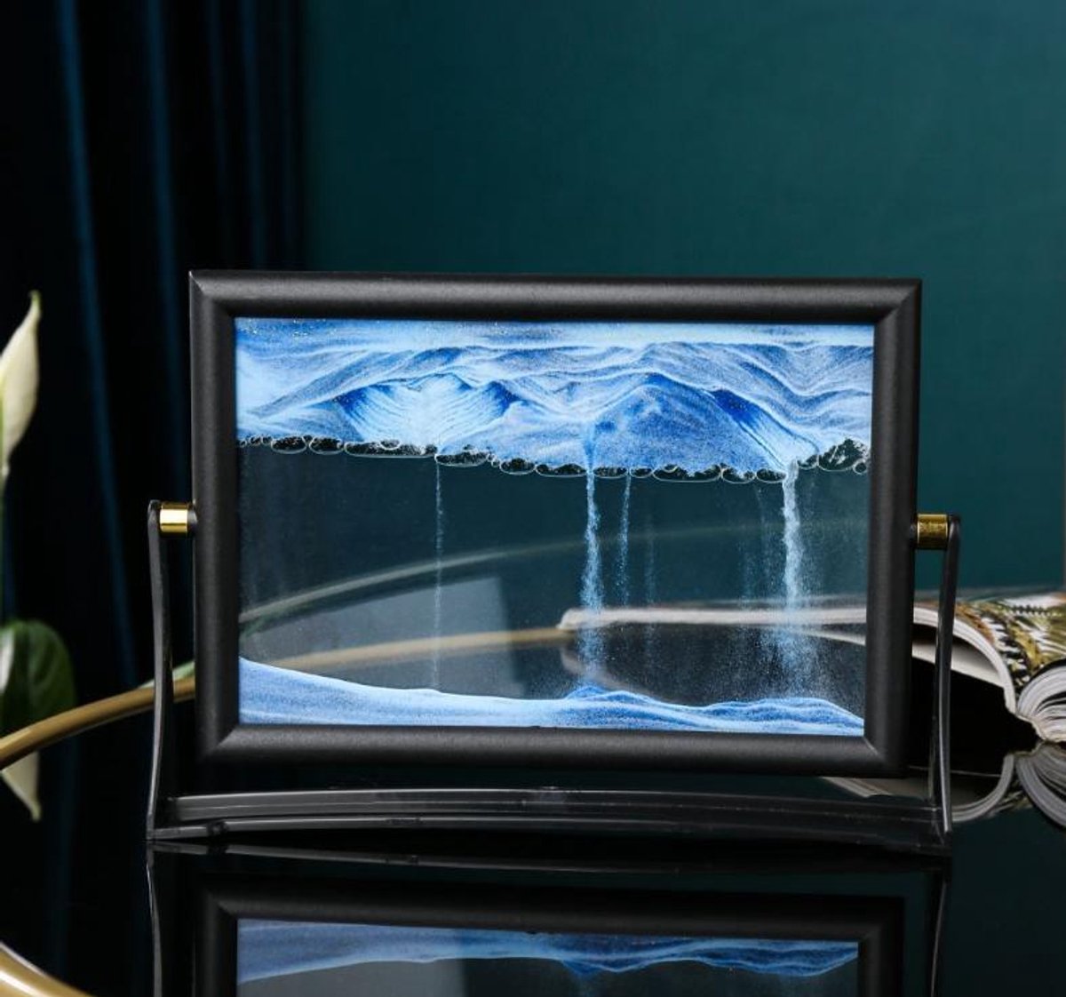 Crrynuo Zandkunst - Blauw - Bewegende zandkunst in glas - Zandloper - Decoratie - Sand Art Home Deco - Sand Painting