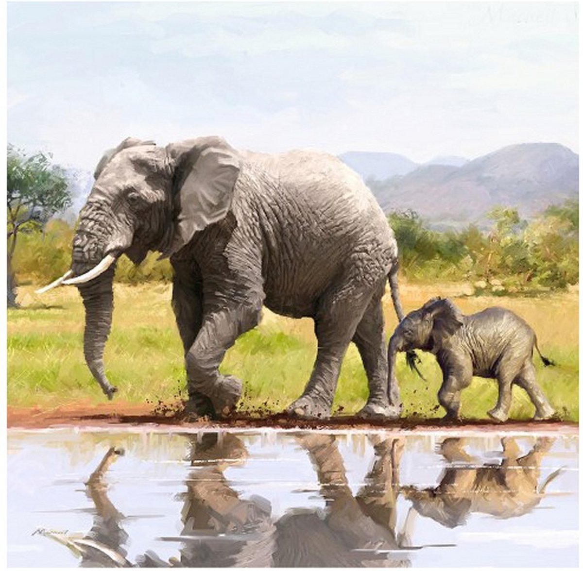 Craft Buddy Crystal Art Kaart Olifanten 18x18 cm