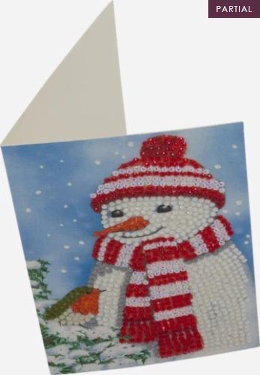 Crystal Art Diamond Painting Kaart Sneeuwpop