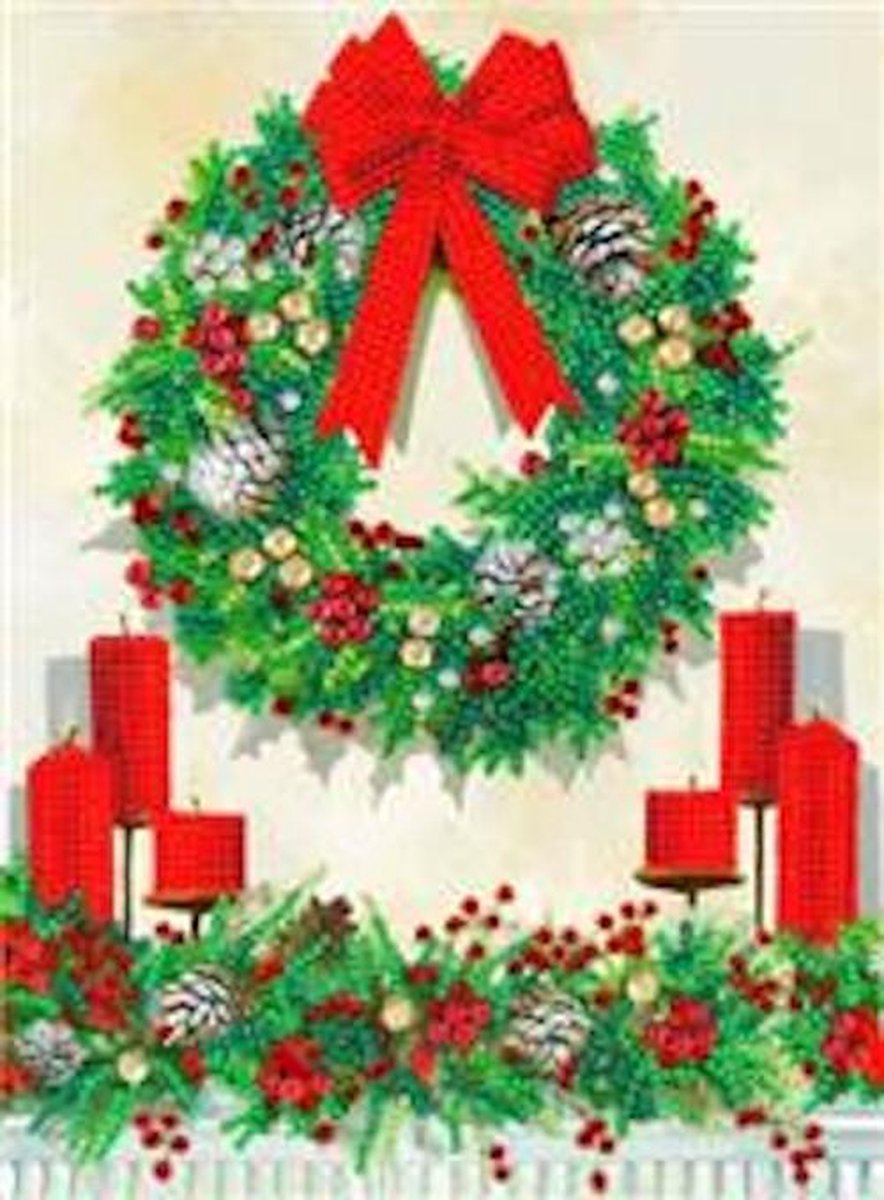 Crystal Art Giant XL Card, Festive Wreath, 28,5x21 cm