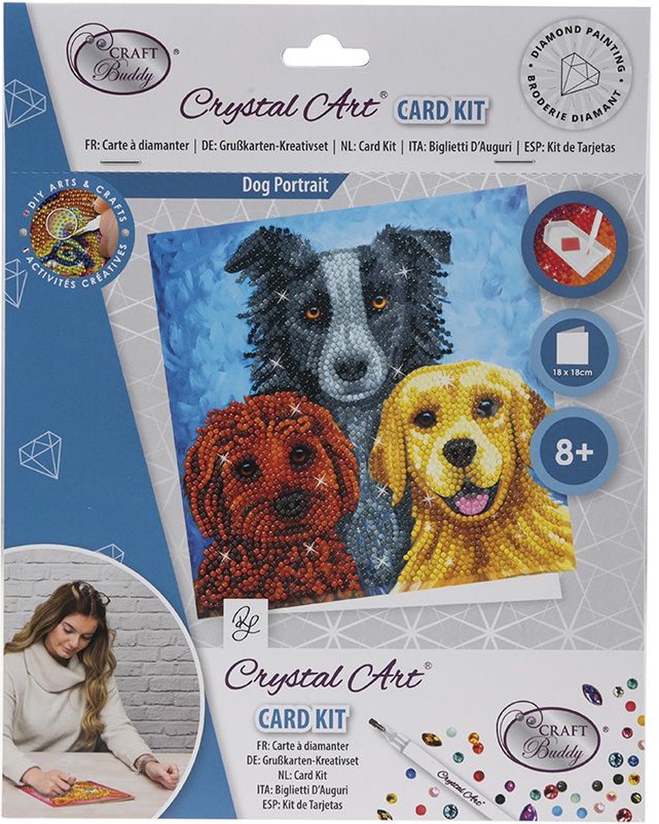 Crystal Card Kit ® Rachel Froud: Dogs Portrait (18x18 cm)