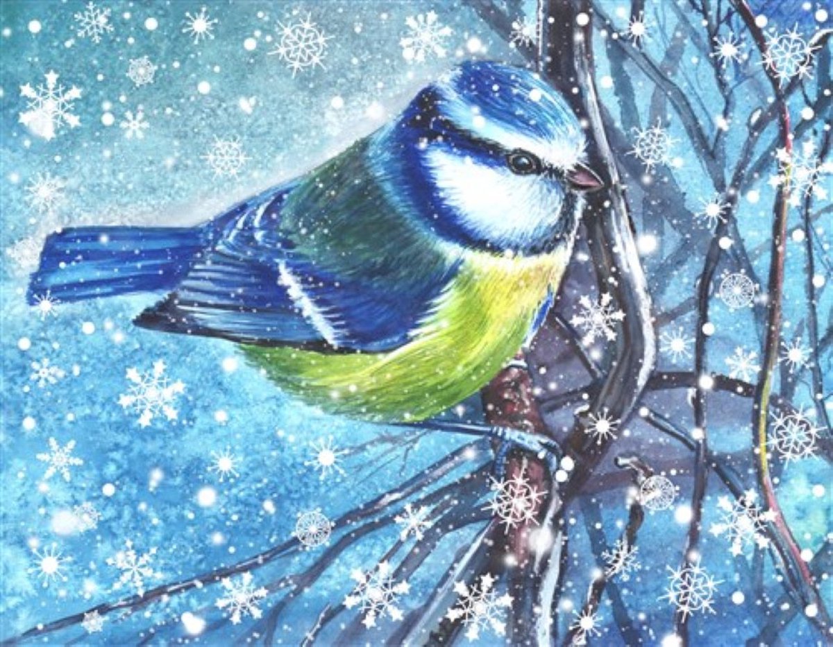 Diamond painting kaart Crystal Card Kit ® Festive Bird (18x18cm/partial)