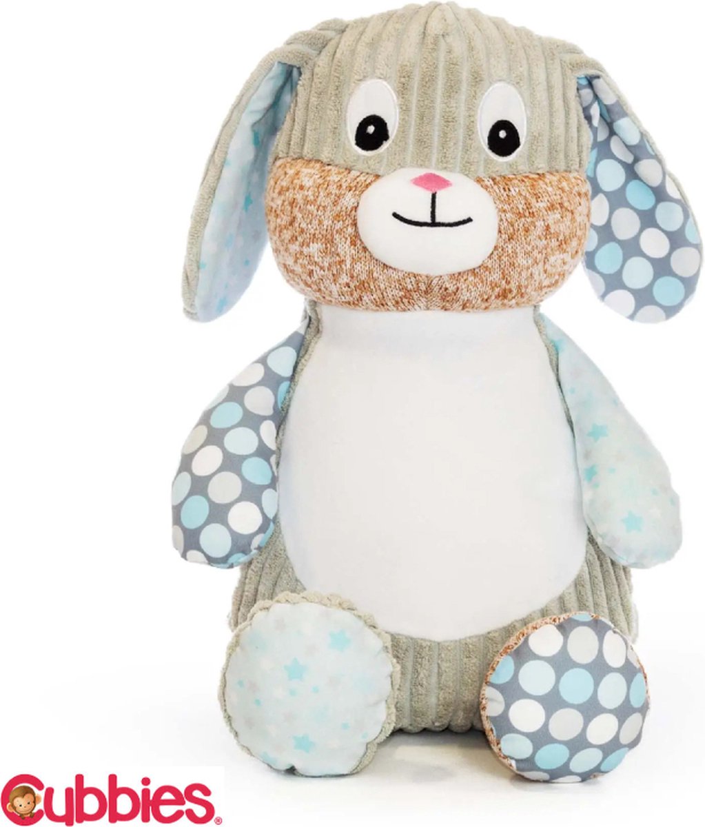 CUBBIES Harlequin Bunny Clovis Patchwork Grijs Konijn Knuffel Starry Night 30cm