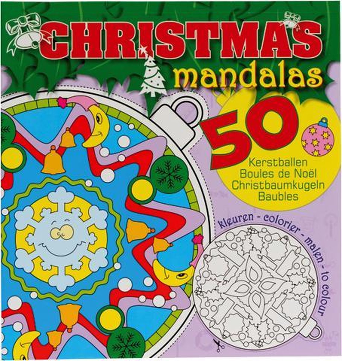 Kleurboek voor volwassenen - Kerst / Christmas Mandalas - 50 Kerstballen