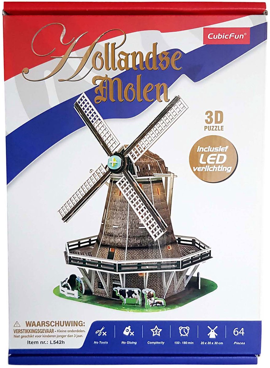 Cubic Fun - 3D Puzzel Molen - LED Verlichting