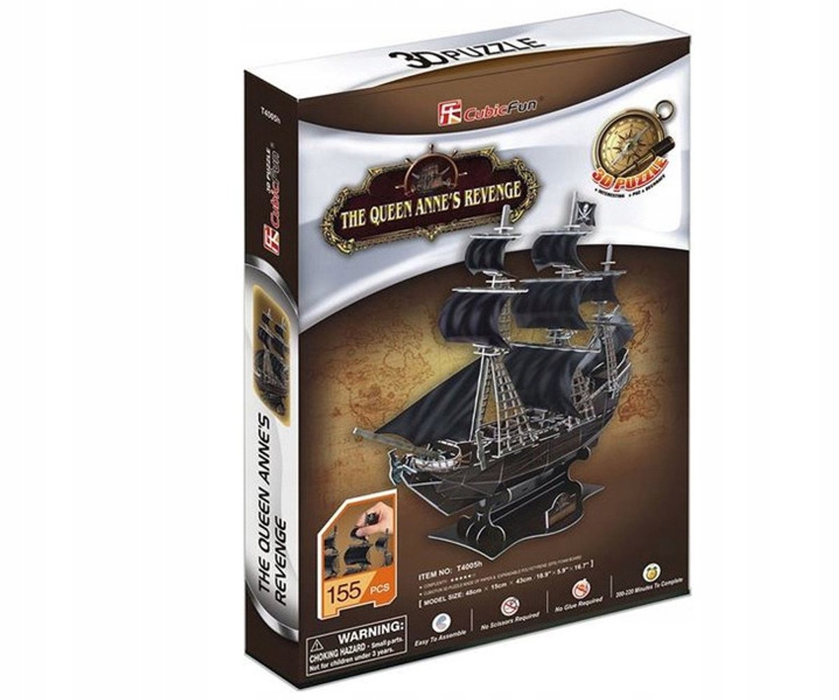 Cubic Fun 3D Piratenschip Queen Annes Revenge Puzzel (155 Stuks)