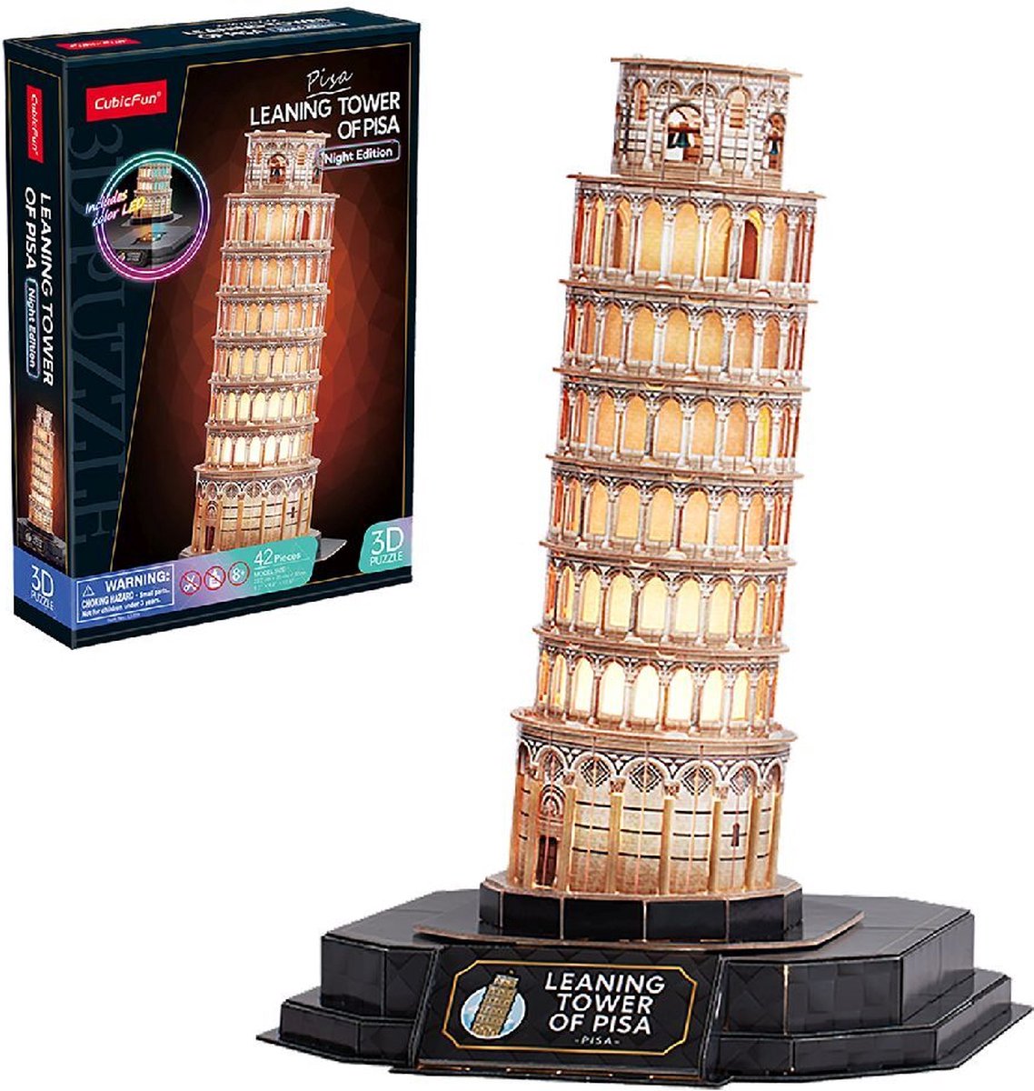 Cubic Fun 3D Puzzel Pisa + Licht 42 Stukjes