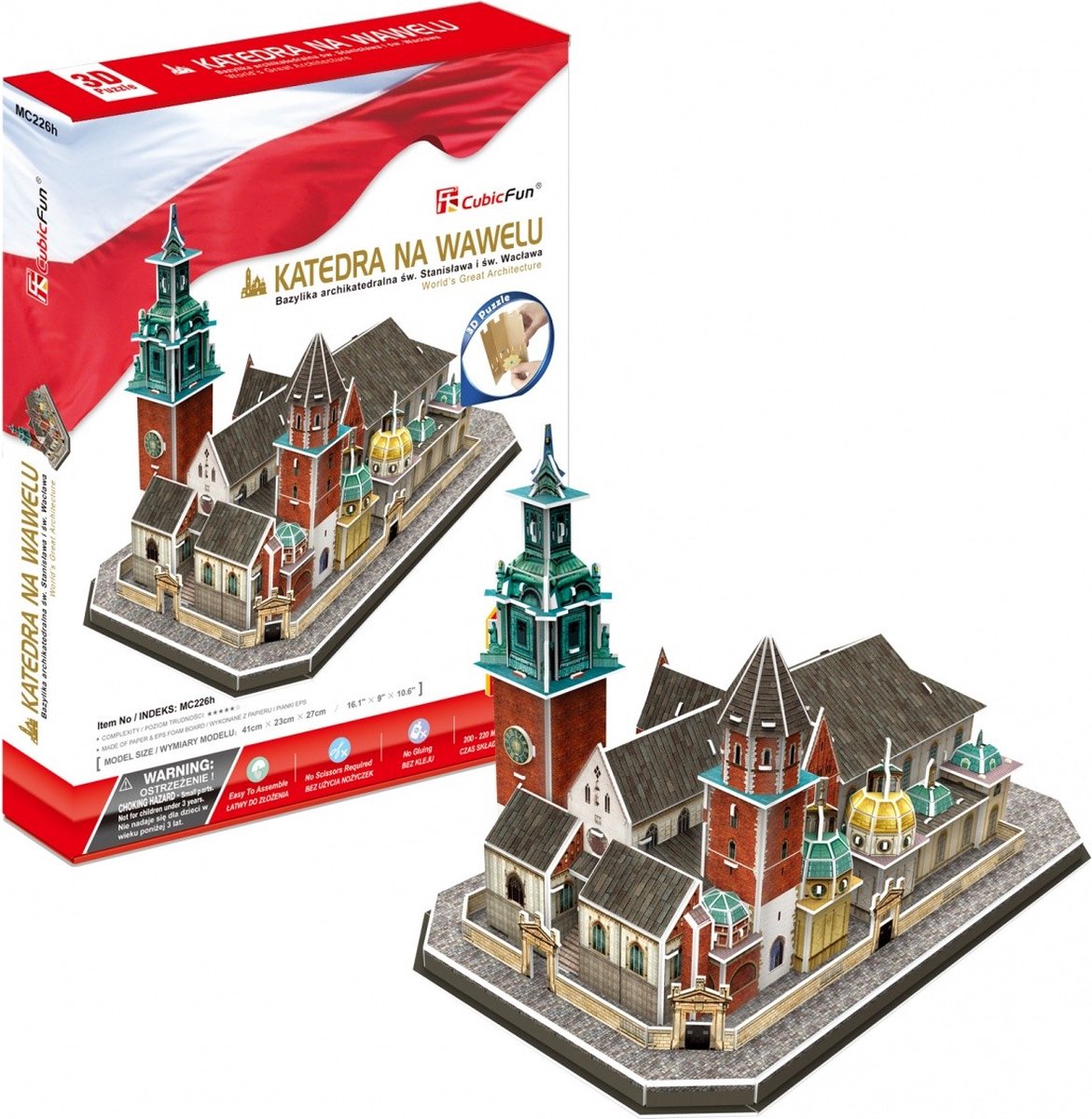 Cubic Fun 3D puzzel Wawel Kathedraal 101 stukjes educatief speelgoed.